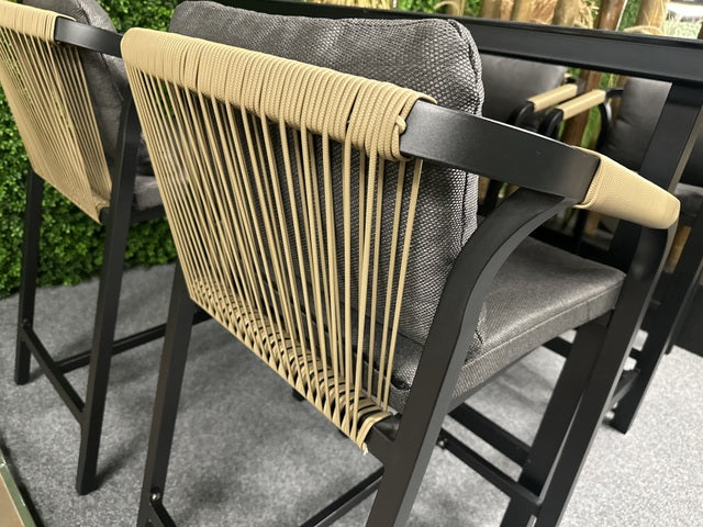 Gartenbarstuhl anthrazit Aluminium, Outdoor Barstuhl anthrazit-grau, Metall Barstuhl anthrazit