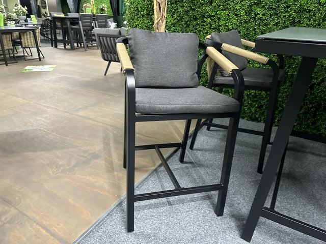 Gartenbarstuhl anthrazit Aluminium, Outdoor Barstuhl anthrazit-grau, Metall Barstuhl anthrazit