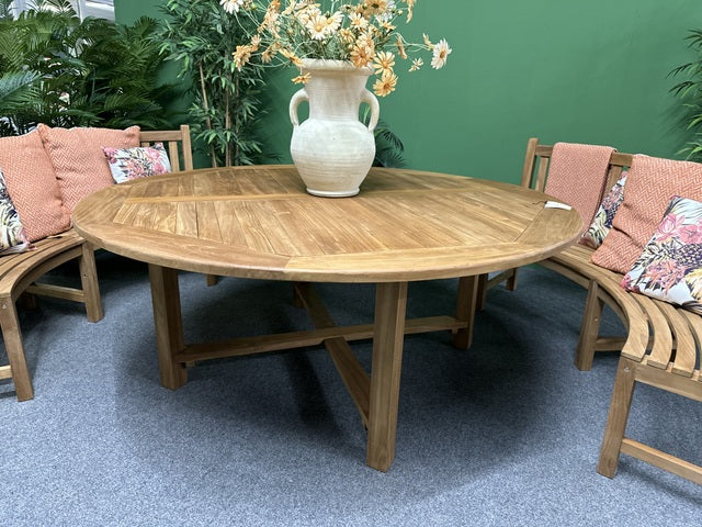 Gartentisch Massivholz, runder Gartentisch Teakholz massiv, Gartenesstisch rund Holz, Durchmesser 120 cm