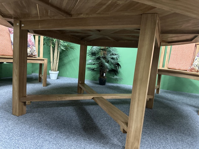 Gartentisch Massivholz, runder Gartentisch Teakholz massiv, Gartenesstisch rund Holz, Durchmesser 120 cm