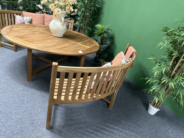 Gartentisch Massivholz, runder Gartentisch Teakholz massiv, Gartenesstisch rund Holz, Durchmesser 180 cm