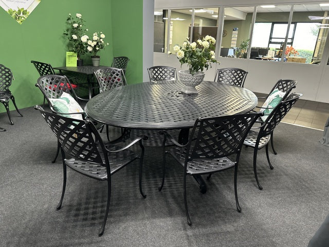 Gartentisch oval Aluminium, Metall Gartentisch schwarz, Länge 250 cm