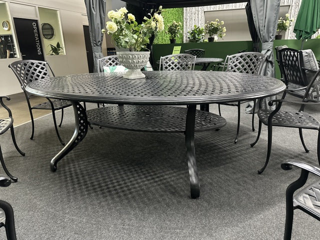 Gartentisch oval Aluminium, Metall Gartentisch schwarz, Länge 250 cm