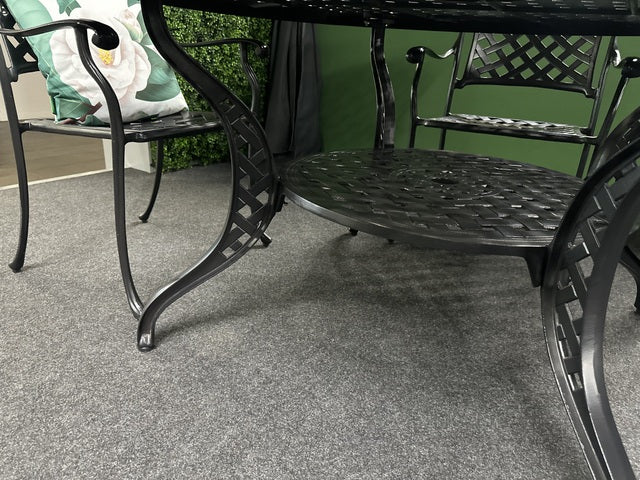 Gartentisch rund Aluminium, Metall Gartentisch schwarz, Durchmesser 147 cm