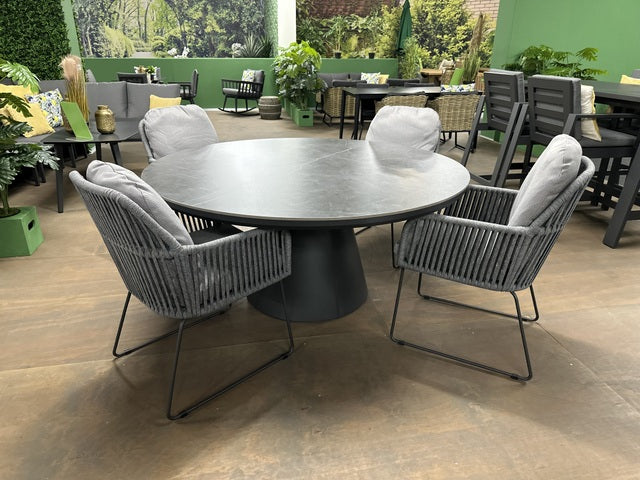 Gartenstuhl grau Textil, Stuhl grau