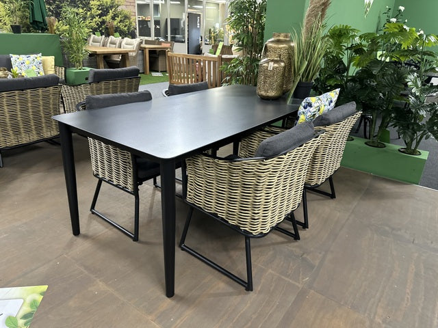 Gartentisch schwarz, Esstisch schwarz, Länge 180 cm