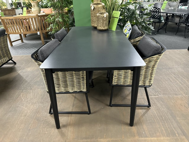 Gartentisch schwarz, Esstisch schwarz, Länge 180 cm