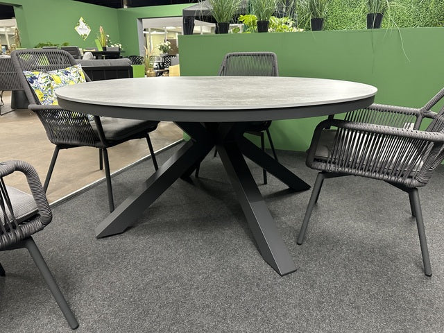 Gartentisch rund anthrazit, runder Esstisch anthrazit-grau, Durchmesser 158  cm