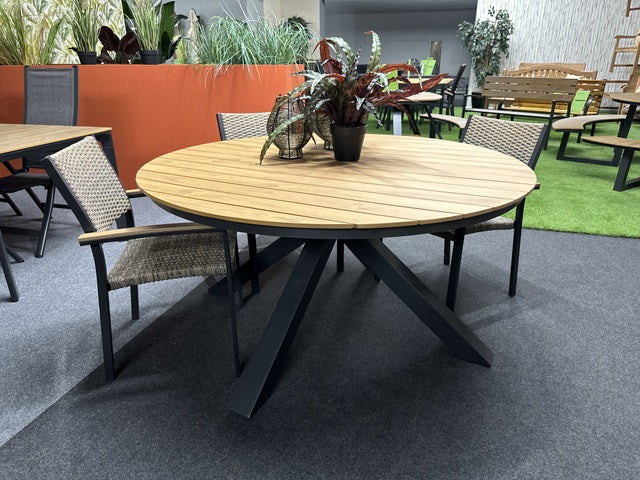 Gartentisch rund, Gartentisch braun, Gartentisch Naturholz-Optik, Durchmesser 120 cm