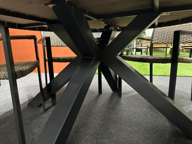 Gartentisch rund, Gartentisch braun, Gartentisch Naturholz-Optik, Durchmesser 120 cm