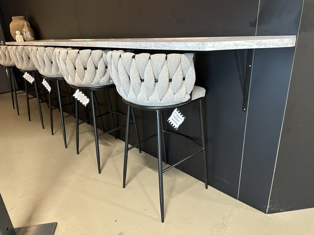 Barstuhl beige, Barstuhl Metall-Gestell schwarz, Sitzhöhe 75 cm