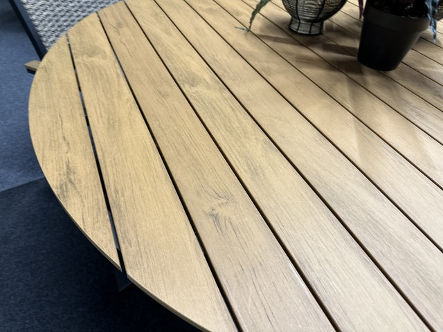 Gartentisch rund, Gartentisch braun, Gartentisch Naturholz-Optik, Durchmesser 120 cm