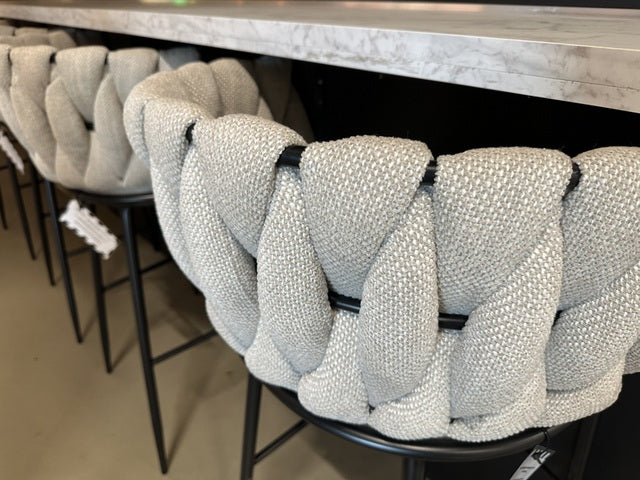 Barstuhl beige, Barstuhl Metall-Gestell schwarz, Sitzhöhe 75 cm