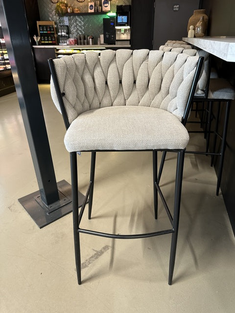 Barstuhl beige, Barstuhl Metall-Gestell schwarz, Sitzhöhe 75 cm