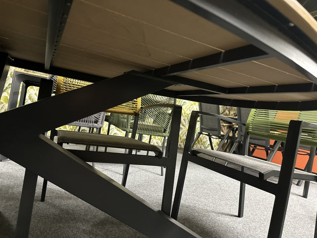 Gartentisch oval, ovaler Gartentisch Naturholz-Optik, Länge 240 cm