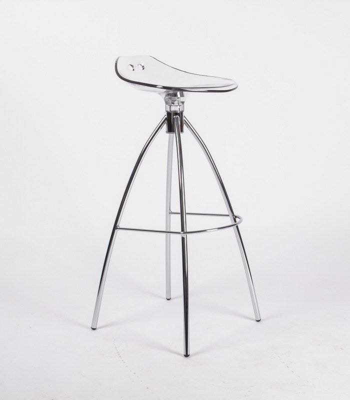 Design Bar-Tresenhocker, Farbe Transparent - Chrom, Sitzhöhe 80 cm