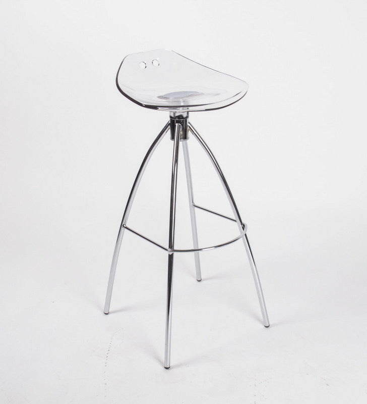 Design Bar-Tresenhocker, Farbe Transparent - Chrom, Sitzhöhe 80 cm