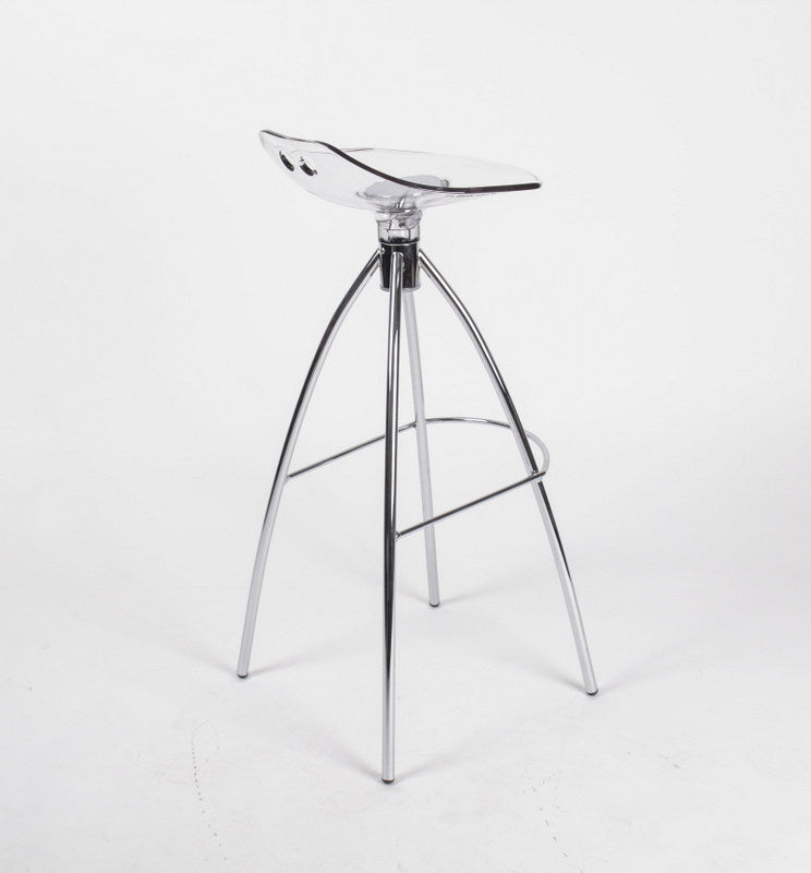 Design Bar-Tresenhocker, Farbe Transparent - Chrom, Sitzhöhe 65 cm