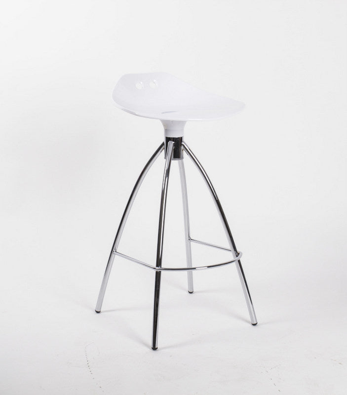 Design Bar-Tresenhocker, Farbe Weiß - Chrom, Sitzhöhe 80 cm