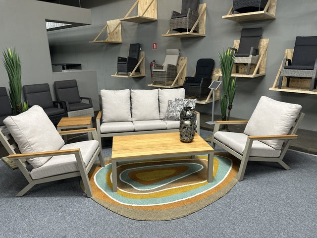 Gartensitzgruppe beige, Set 5 teiliges Loungeset beige