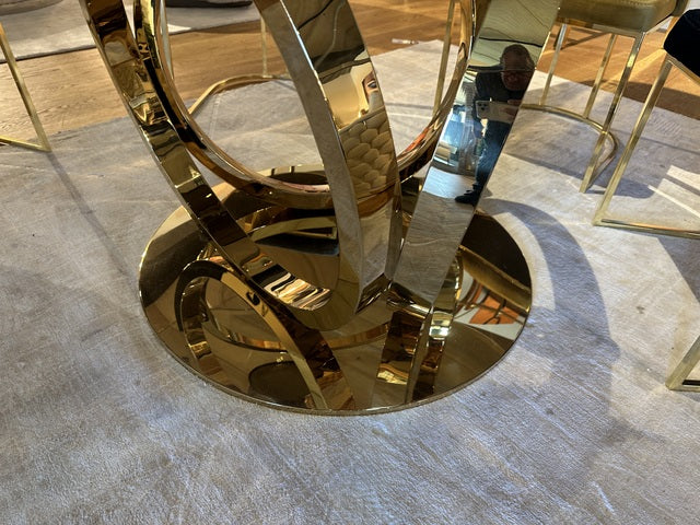 Glastisch Gold rund, Esstisch rund Glas Tischplatte, runder Glastisch, Durchmesser 150 cm