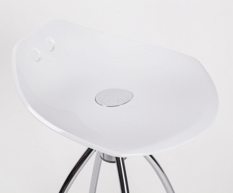 Design Bar-Tresenhocker, Farbe Weiß - Chrom, Sitzhöhe 80 cm