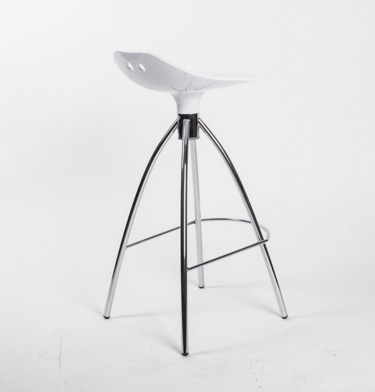 Design Bar-Tresenhocker, Farbe Weiß - Chrom, Sitzhöhe 65 cm