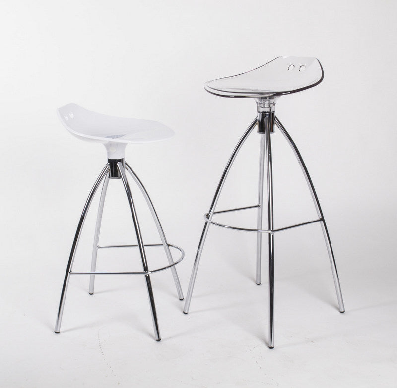 Design Bar-Tresenhocker, Farbe Transparent - Chrom, Sitzhöhe 80 cm