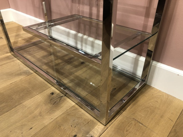 Regal Silber Glas Metall, Bücherregal, Metall-Regal Silber, Maße 90x180 cm
