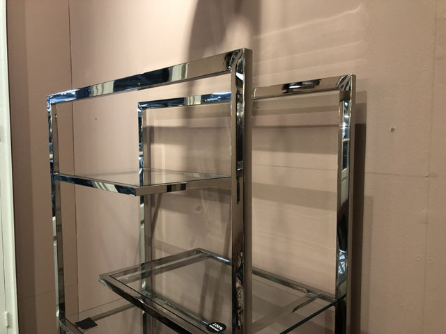 Regal Silber Glas Metall, Bücherregal, Metall-Regal Silber, Maße 90x180 cm