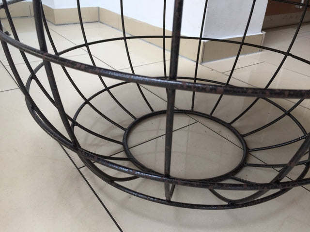 Couchtisch rund Rost-Naturholz, Beistelltisch Korb, Durchmesser 60 cm