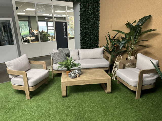 Set 4 teiliges Loungeset Holzoptik-taupe, Garten Sitzgruppe beige