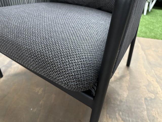 Set 4 teiliges Loungeset schwarz, Gartensofa schwarz-anthrazit, Gartensessel anthrazit, Loungeset anthrazit