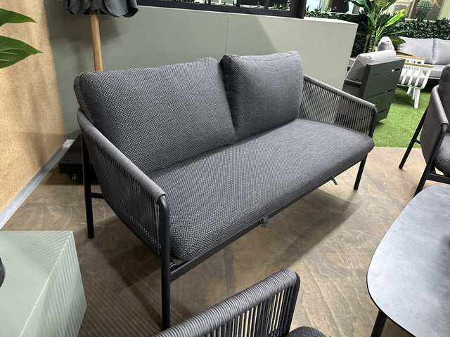Set 4 teiliges Loungeset schwarz, Gartensofa schwarz-anthrazit, Gartensessel anthrazit, Loungeset anthrazit