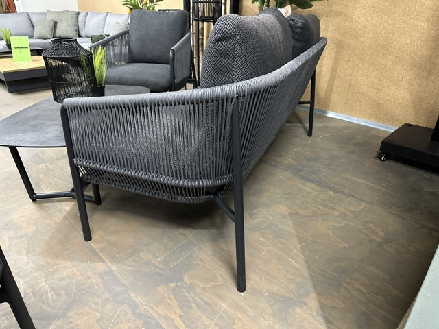 Set 4 teiliges Loungeset schwarz, Gartensofa schwarz-anthrazit, Gartensessel anthrazit, Loungeset anthrazit