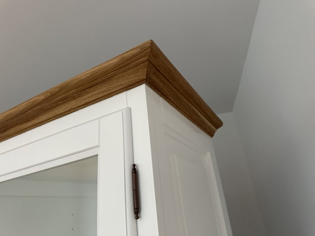 Buffetschrank weiß, Geschirrschrank weiß Landhausstil, Vitrine weiß Landhaus, Breite 185 cm