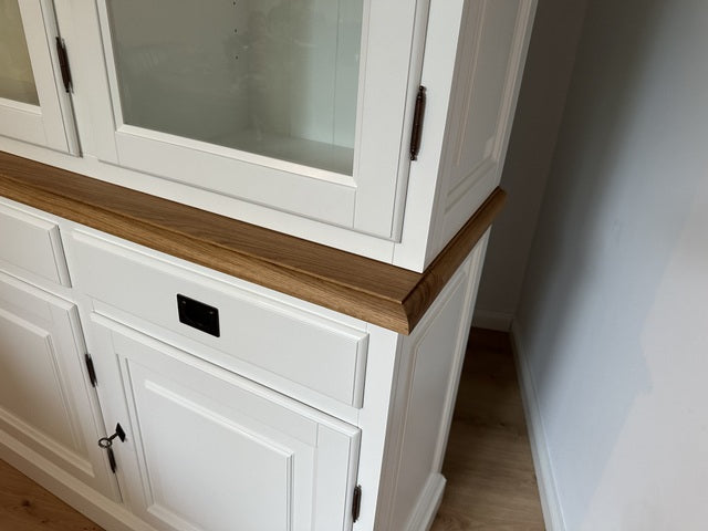 Buffetschrank weiß, Geschirrschrank weiß Landhausstil, Vitrine weiß Landhaus, Breite 185 cm