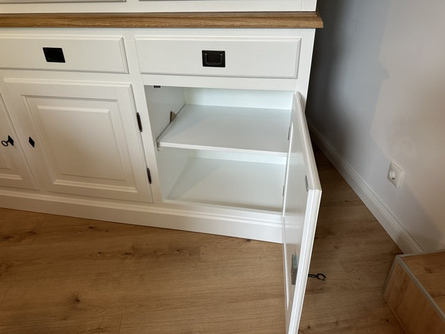 Buffetschrank weiß, Geschirrschrank weiß Landhausstil, Vitrine weiß Landhaus, Breite 185 cm