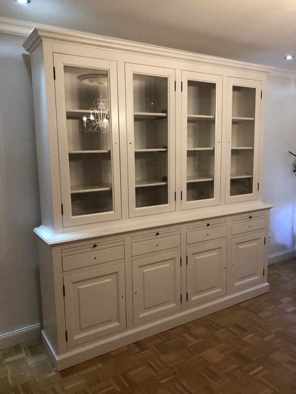 Vitrinen weiß Landhausstil,  Wohnzimmerschrank weiß Landhaus, Buffetschrank weiß, Breite 230 cm