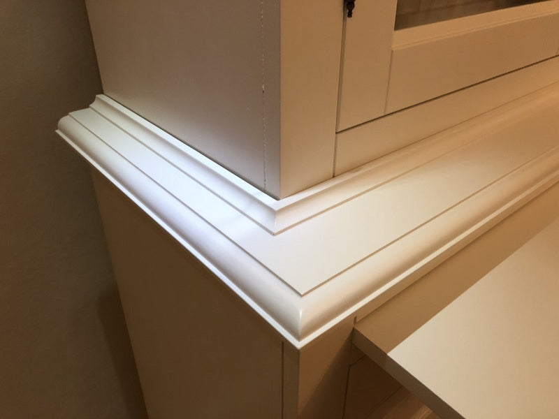 Vitrinen weiß Landhausstil,  Wohnzimmerschrank weiß Landhaus, Buffetschrank weiß, Breite 230 cm