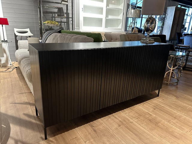 Sideboard schwarz Front Massivholz, Anrichte schwarz, Breite 180 cm
