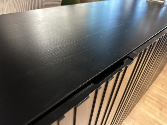 Sideboard schwarz Front Massivholz, Anrichte schwarz, Breite 180 cm