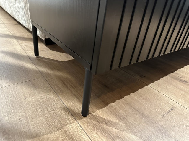 Sideboard schwarz Front Massivholz, Anrichte schwarz, Breite 180 cm