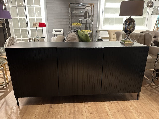 Sideboard schwarz Front Massivholz, Anrichte schwarz, Breite 180 cm