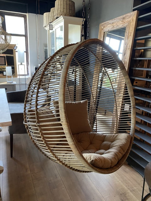 Hängesessel mit Kette,  Rattan Hängesessel, Durchmesser 110 cm