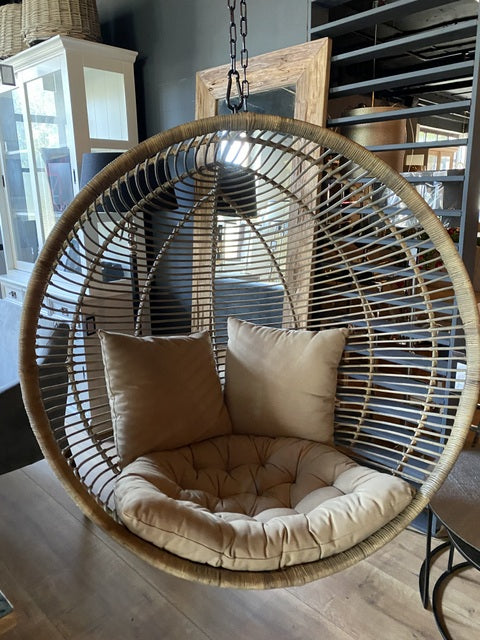 Hängesessel mit Kette,  Rattan Hängesessel, Durchmesser 110 cm