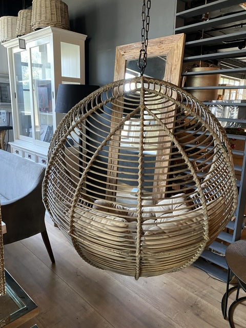 Hängesessel mit Kette,  Rattan Hängesessel, Durchmesser 110 cm