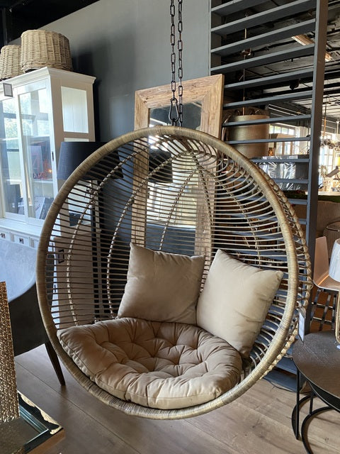 Hängesessel mit Kette,  Rattan Hängesessel, Durchmesser 110 cm