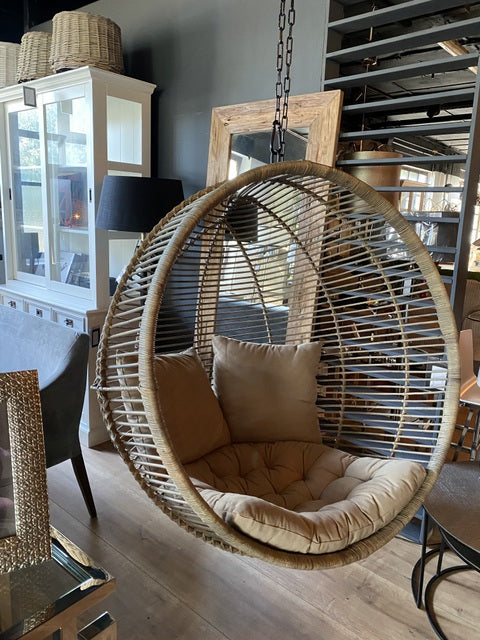 Hängesessel mit Kette,  Rattan Hängesessel, Durchmesser 110 cm