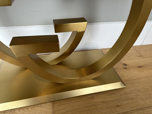 Konsole schwarz-Gold, Wandtisch Gold Glas, Breite 120 cm
